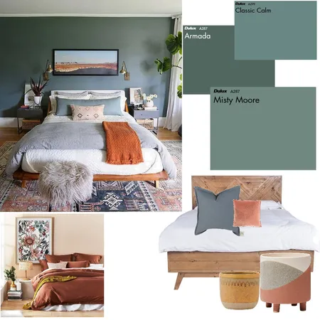 bedroom blue green Interior Design Mood Board by LindaBullen on Style Sourcebook