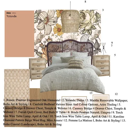 Boho Bedroom Interior Design Mood Board by Third Layer Interiors  on Style Sourcebook