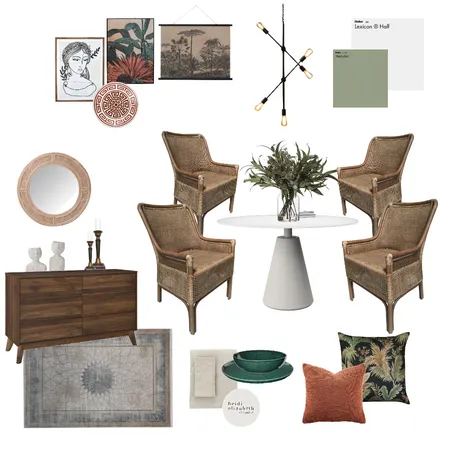 Rustic, muted tropical dining Interior Design Mood Board by heidielizabethcreative on Style Sourcebook