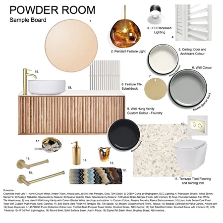 Powder Room Sample Board Interior Design Mood Board by Helen Sheppard on Style Sourcebook