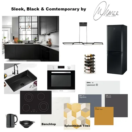 Sleek, Black and Contemporary Interior Design Mood Board by Michael Chance Designs on Style Sourcebook