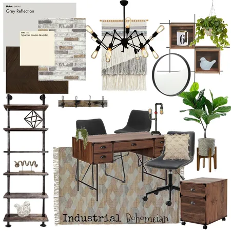 Industrial Boho Home Office Interior Design Mood Board by MGID on Style Sourcebook
