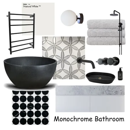 Monochrome Bathroom Interior Design Mood Board by designbykmc on Style Sourcebook