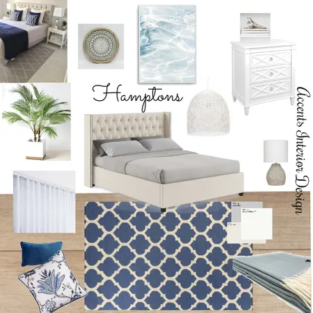 Hamptons Bedroom Interior Design Mood Board by Accents Interior Design on Style Sourcebook