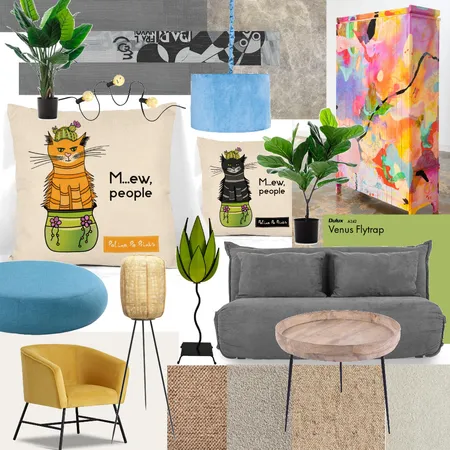 Inspired by sarcastic ginger Cactus Cat pillowcase Interior Design Mood Board by PolinaPo on Style Sourcebook