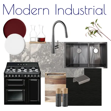 Modern Industrial Kitchen Flatlay Interior Design Mood Board by Kohesive on Style Sourcebook