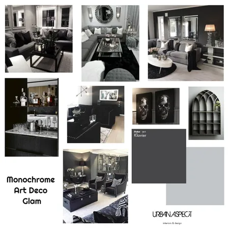 Monochrome Art Deco Glam Living Interior Design Mood Board by Urban Aspect Build Planning & Interior Design on Style Sourcebook