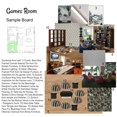 Games Room Interior Design Mood Board by Michelle Baker on Style Sourcebook