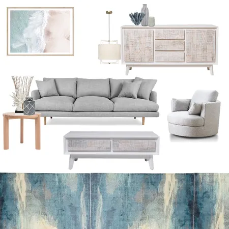 Coastal themed lounge room Interior Design Mood Board by Bella barnett on Style Sourcebook