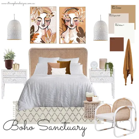 Boho Sanctuary Bedroom Interior Design Mood Board by Atmosphere Designs on Style Sourcebook