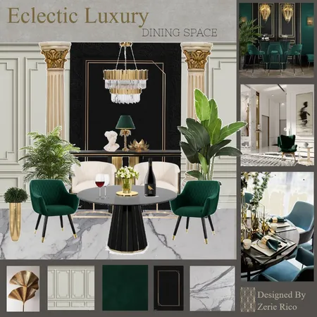 Eclectic Luxury  Dining Space Interior Design Mood Board by Zerie Rico on Style Sourcebook