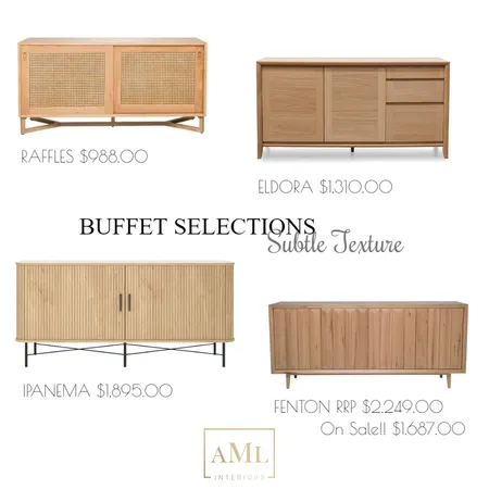 BUFFET SELECTIONS - SUBTLE TEXTURE Interior Design Mood Board by AML INTERIORS on Style Sourcebook