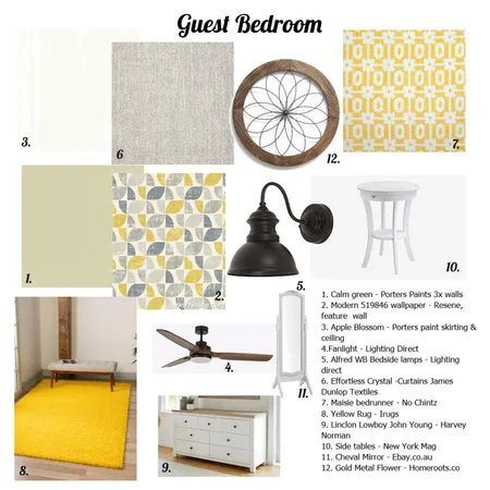 Guest Bedroom Interior Design Mood Board by Furnished Flair on Style Sourcebook