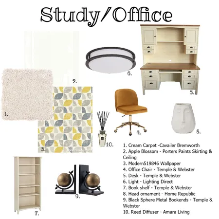 Study /Office Interior Design Mood Board by Furnished Flair on Style Sourcebook
