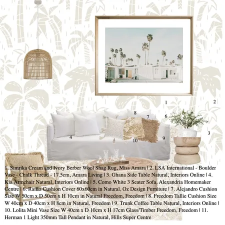 Beachcomber wallpaper & La Palma - PRODUCT NAMES Interior Design Mood Board by samb0s on Style Sourcebook