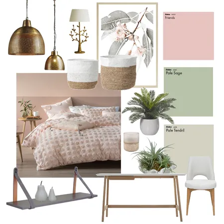 Sage and Blush bedroom/study Interior Design Mood Board by AlannahHolle on Style Sourcebook