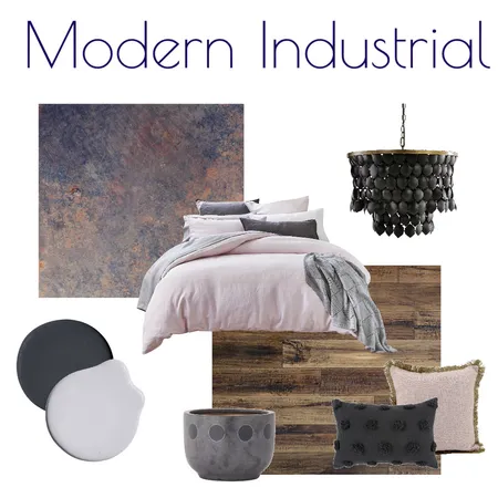 Modern Industrial Flatlay Bedroom Interior Design Mood Board by Kohesive on Style Sourcebook