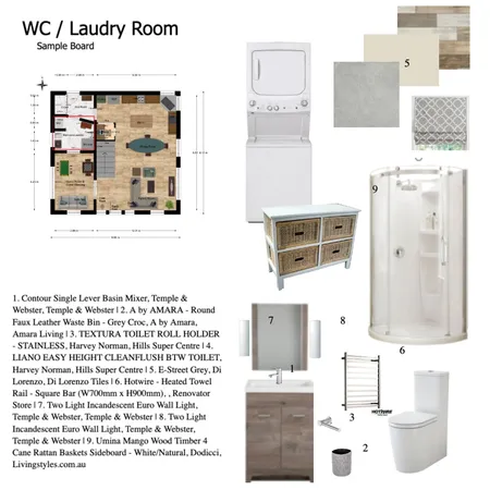 Bath Laundry Interior Design Mood Board by Kinnco Designs on Style Sourcebook