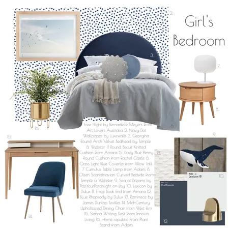 Girls Bedroom Interior Design Mood Board by Two By Two Design on Style Sourcebook