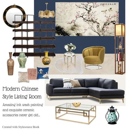 Modern Chinese Style Living Room Interior Design Mood Board by laurenxhjk on Style Sourcebook