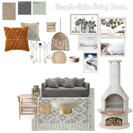 Boho-Beach Living Room Interior Design Mood Board by Hailey C Filler on Style Sourcebook