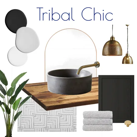 Tribal Chic Bathroom Flatlay Interior Design Mood Board by Kohesive on Style Sourcebook