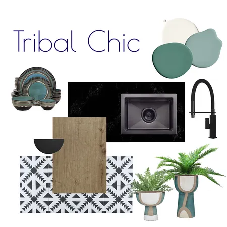 Tribal Chic Kitchen Flatlay Interior Design Mood Board by Kohesive on Style Sourcebook
