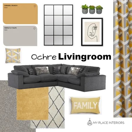 Ochre Livingoom Interior Design Mood Board by LucyMcCann on Style Sourcebook