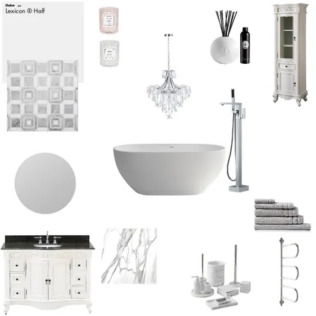 White/Marble/Grey Bathroom Interior Design Mood Board by aperch on Style Sourcebook