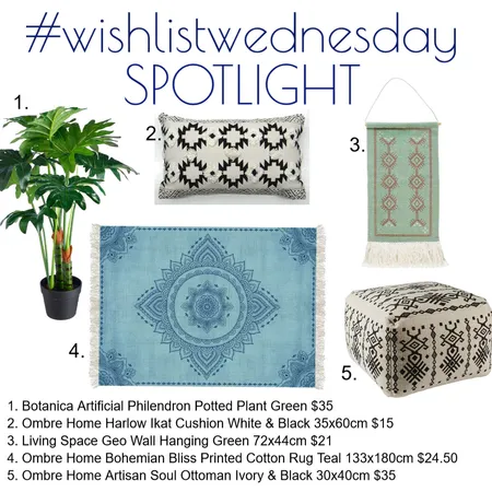 Wishlist Wednesday Spotlight Bright Boho Interior Design Mood Board by Kohesive on Style Sourcebook