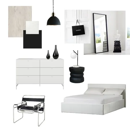 Black and White bedroom Interior Design Mood Board by phoeberose on Style Sourcebook