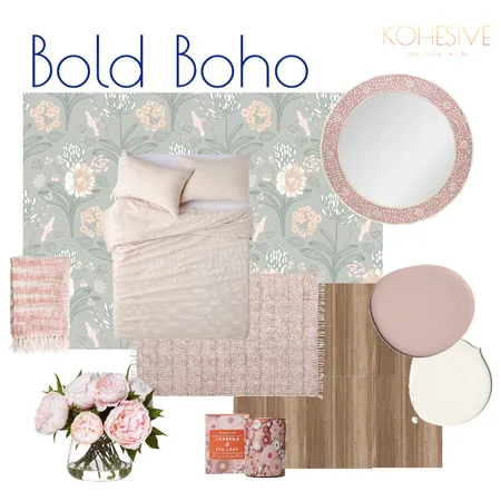 Bright Boho Girls Bedroom Flatlay Interior Design Mood Board by Kohesive on Style Sourcebook