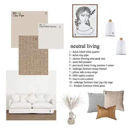 Neutral Living Interior Design Mood Board by Studio Alyza on Style Sourcebook