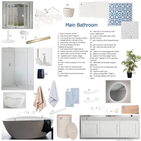 Bathroom Sample Board Module 9 Interior Design Mood Board by Studio Alyza on Style Sourcebook