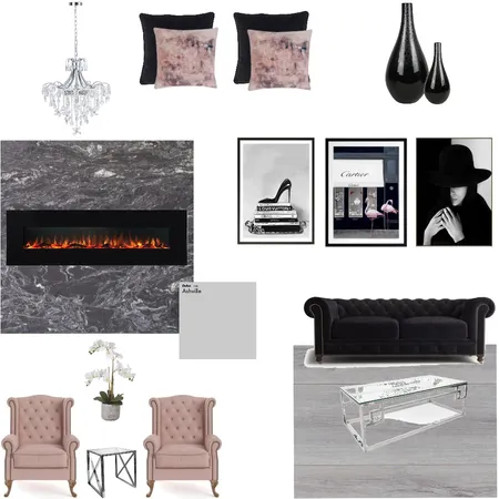 Living Room Black, Grey, Rose Gold 2 Interior Design Mood Board by aperch on Style Sourcebook