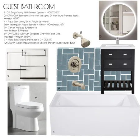 Sean's Guest Bathroom 1 Interior Design Mood Board by mahrich on Style Sourcebook