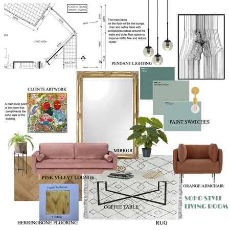 Soho Living room Interior Design Mood Board by jesscrebert on Style Sourcebook