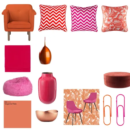 Bright pink and burnt orange inspiration Interior Design Mood Board by interiorology on Style Sourcebook