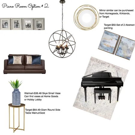 Piano Room Option #2 Interior Design Mood Board by jennifercoomer on Style Sourcebook
