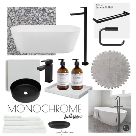 Monochrome Bathroom Interior Design Mood Board by BY STEPHANIE INTERIORS on Style Sourcebook