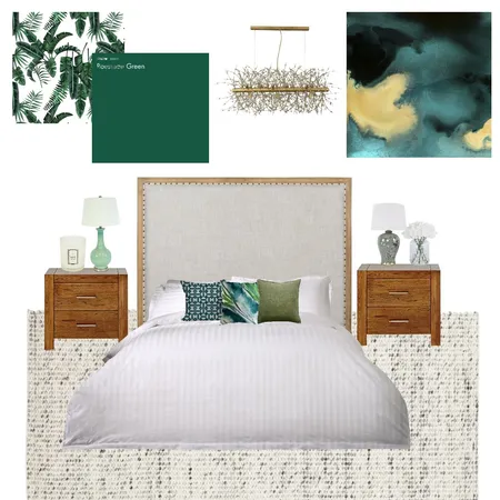 Green bedroom with wood accents Interior Design Mood Board by interiorology on Style Sourcebook