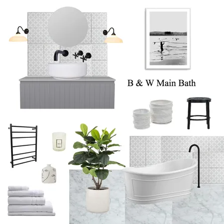 Main Bath B & W Interior Design Mood Board by Studio Alyza on Style Sourcebook
