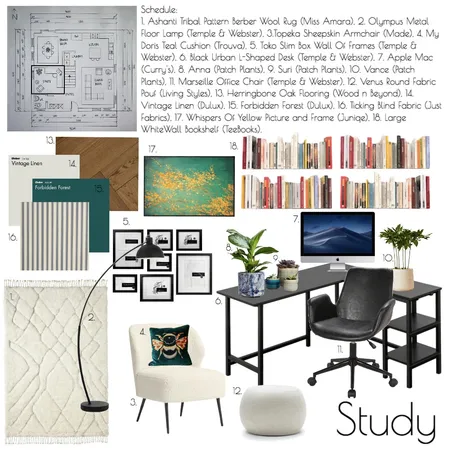 Study Interior Design Mood Board by Hannah Conway on Style Sourcebook