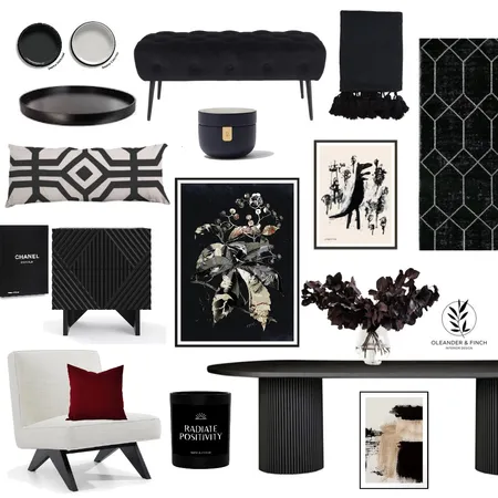 Black widow Interior Design Mood Board by Oleander & Finch Interiors on Style Sourcebook