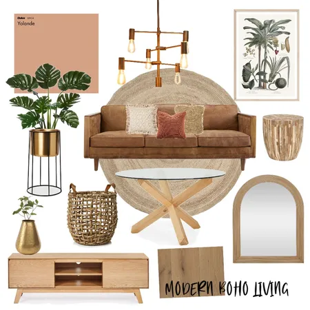 Modern Boho Living Interior Design Mood Board by ESST. INTERIORS on Style Sourcebook