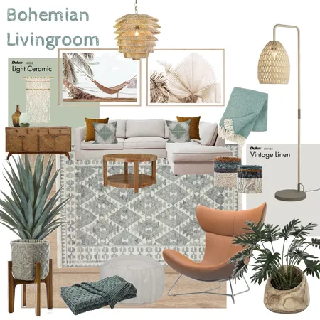 Boho Livingroom Interior Design Mood Board by anavuja13 on Style Sourcebook