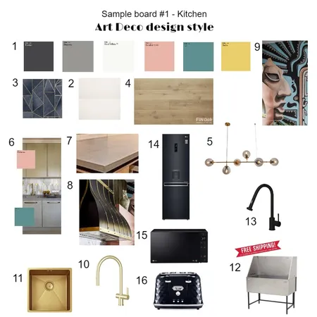 Art Deco Kitchen Sample Board Interior Design Mood Board by Simone Oberholzer on Style Sourcebook