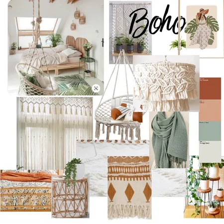 Boho Bedroom Interior Design Mood Board by boneymaroney65@hotmail.com on Style Sourcebook