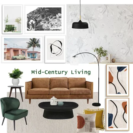 Luxe Mid-Century Living Interior Design Mood Board by Olive et Oriel on Style Sourcebook