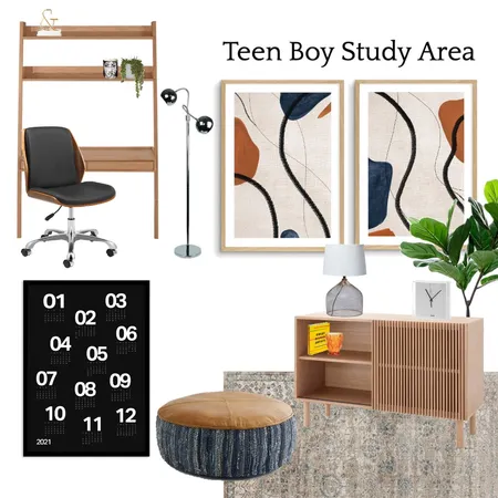 Teen Boy Study Area Interior Design Mood Board by Olive et Oriel on Style Sourcebook
